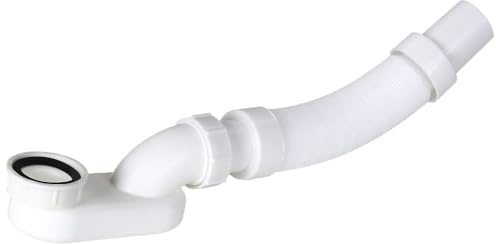 Tuyau de vidange de baignoire et douche, siphon en P flexible autoportant, tuyau de vidange plat à profil bas pour salle de bain, baignoire, douche