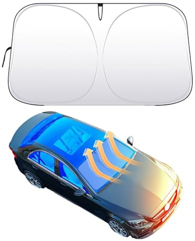 LELYFIT Pare-Soleil de Voiture, Protection Solaire Intérieure, Protection Solaire, Pare-Soleil Avant, Pare-Brise pour l'été, Protection UV Contre la Chaleur, Pliable,145x80CM