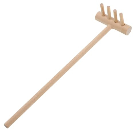 POPETPOP Rastrillo De Jardín Miniatura y Herramienta para Arena, Bambú Natural, Tamaño Pequeño, para Decoración y Juego Mesa De Arena, Accesorio Zen Relajante, Set Individual