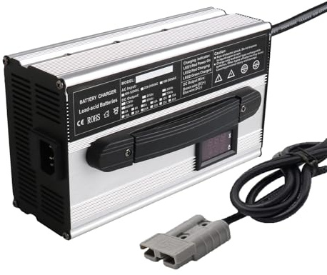 Lzyjck Caricabatterie per Batterie 12V/24V/36V/48V/60V/72V Caricabatterie per Carrelli Elevatori con Spina Anderson 50A/120A, per Carrelli Elevatori Elettrici, Transpallet,24v 25a,50A