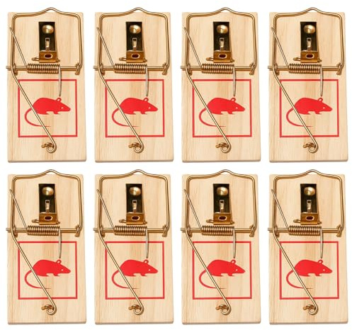 8 x Mausefalle Schlagfalle, Mouse Trap, Mausefallen aus Holz, Plastikfrei Wiederverwendbare, Hohe Schlagkraft, für Haus und Garten