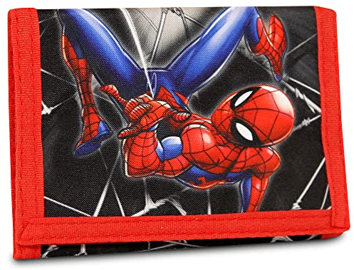 Marvel Spiderman Wallet for Boys and Girls Trifold Card Holder Wallets with Zipper Pouch, Gifts for Teens and Kids.