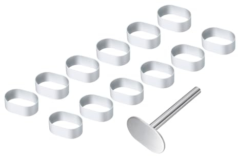 QUARKZMAN 13pcs Cortadores Galletas Metal, Cortador Galletas Aleación Aluminio Para Hornear Galletas Con Sello Prensa Para Hacer Pastel Fondant Galleta Sandwich, Plateado Ovalado