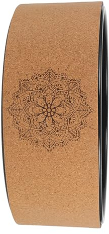 Cabilock Ruota Yoga in Sughero Antiscivolo 1 Pezzo per Allenamento Yoga e Pilates Rullo per Schiena e Flessioni Indietro per Stretching e Correzione Postura