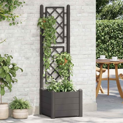 QZZCED Jardinière avec treillis de 30 l, pot extérieur en polypropylène résistant pour plantes grimpantes, support décoratif pour fleurs et plantes grimpantes, idéal pour exposer les plantes