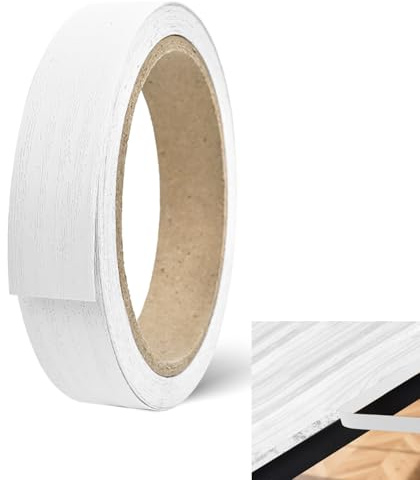 FIGCY Cinta de Borde Adhesiva, Grano de Madera Blanco, 20mm x 10m, Acabado Mate, Textura Natural para Muebles, Armarios, Estantes y Proyectos DIY