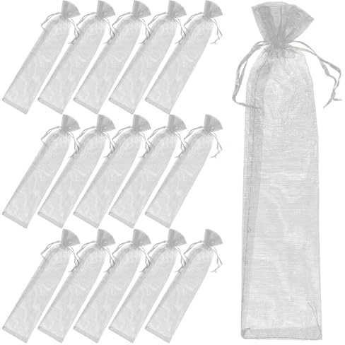 OATIPHO Schmucksäckchen aus Organza 20 Stück Silber Leichte Beutel mit Zugband Aufbewahrungstaschen für Gastgeschenke und Bastelarbeiten Kleine Organzabeutel