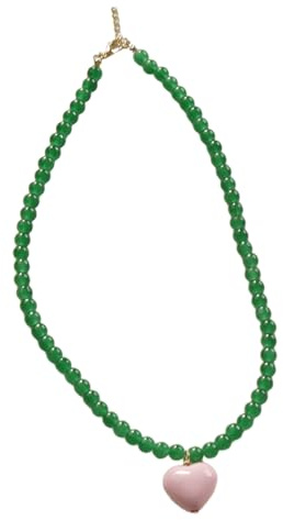 Beimus 2023 koreanskt hjärthänge halsband för kvinnor flickor akrylpärlor kraghalsband pärlhalsband fest bröllop smycken kvinnor halsband hänge, One Size, enligt beskrivningen, enligt beskrivningen