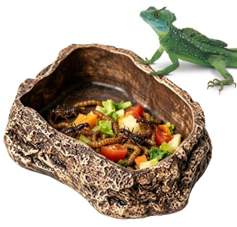 Bebedero De Reptiles Multiusos Estilo Roca | Bandeja Comida Baño Gecko Para Recinto Interior Exterior, , Gecko, Serpiente, Ermitaño y Anfibio