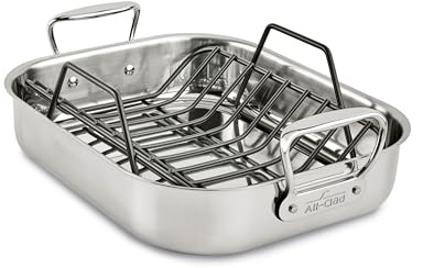 All-Clad Specialty Stainless Steel Roaster with Nonstick Rack 11x14 Inch Oven Broiler Safe 600F Roaster Pan, Pots and Pans, Bakeware, Silver