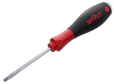 Wiha 53010 Schlitz-Schraubendreher mit SoftFinish Griff und massivem Metall Gap, 3,5 x 75 mm