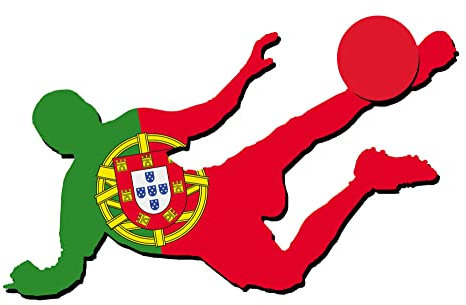 1art1 Fußball Fußballer Mit Flaggen-Trikot, Portugal Wand-Tattoo | Deko Wandaufkleber für Wohnzimmer Kinderzimmer Küche Bad Flur | Wandsticker für Tür Wand Möbel/Schrank 120x60 cm