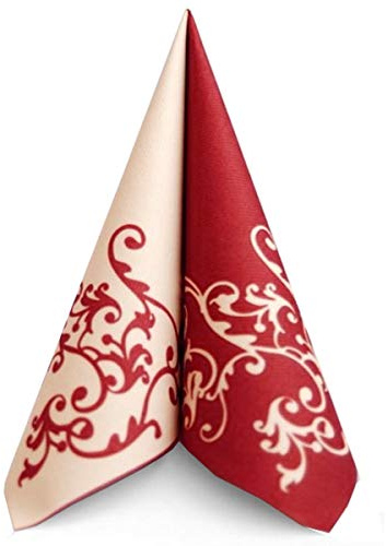 Shoptoria Servietten Hochzeit Airlaid Serviette Pomp in Bordeaux - Creme, 40 x 40 cm, 50 Stück Mank, stoffähnliche Bordeaux farbende Servietten