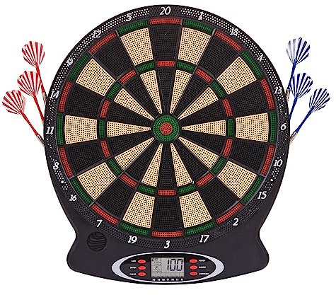 DEMA Elektronische Dartscheibe – Dartspiel mit LCD-Display, inkl. Pfeile & Ersatzspitzen, Dartboard für Zuhause