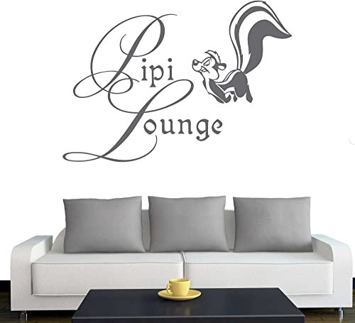 Klebesüchtig Wandtattoo Wohnzimmer PIPI Lounge 30cm x 21cm Silber - Türaufkleber Flur - Wandsticker Kinderzimmer Jungen - Aufkleber für Flur, Küche, Bad - Dekoration Wohnung - Sticker