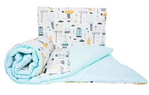 2 Piece Baby Children Quilt Duvet & Pillow Set 80x70 cm to fit Crib or Pram (City)