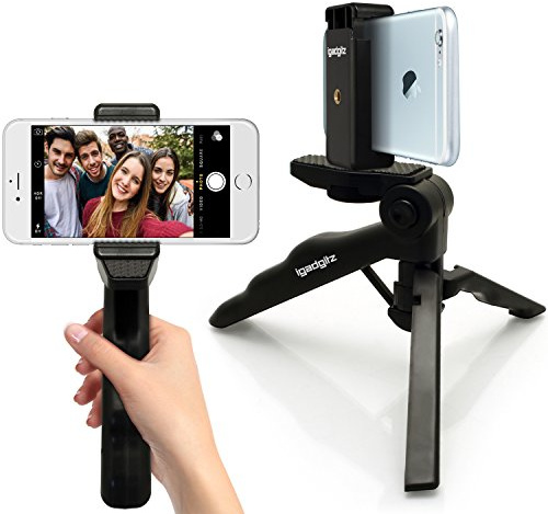 igadgitz U4138-KIT 2 en 1 Pistola Mano Estabilizador & Mini Ligera Trípode de Mesa + Universal Móvil Smartphones Soporte Adaptador de Montura