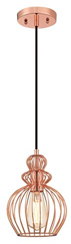 Westinghouse Lighting 61035 Pendelleuchte mit 1 Lampe, Ausführung Kupfer mit käfigförmigen Lampenschirm, Copper