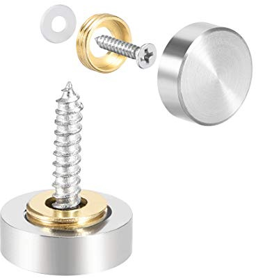 sourcing map 2Stk. Spiegelschrauben Dekorative Kappen Abdecknägel Gebürsteter Edelstahl 16mm x 5mm