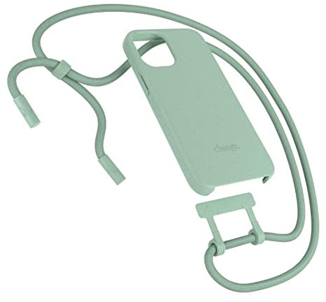 Woodcessories - Nachhaltige Handykette abnehmbar kompatibel mit iPhone 12 Mini Hülle mit Band Mint - biologisch abbaubar