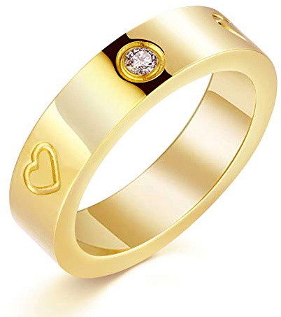 PDWZNBA Love Friendship Ring 18K Gold-Plated Stainless Steel Promise Ring Wedding Band Jewelry Birthday Gifts for Women