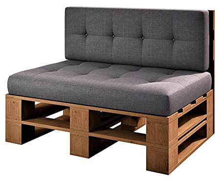 sunnypillow palettenmöbel Europaletten Indoor und Outdoor - Lounge gartenmöbel Holz gartenmöbel Set Lounge möbel Terrasse Balkon loft Stil Paletten Palette (Eiche Bank 120 x 60 cm Höhe : 30cm)