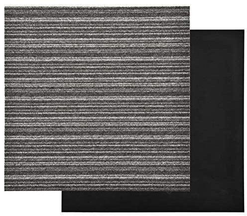 Gawany 20 Stk.Teppichfliesen Selbstliegend Bodenbelag Teppichboden Teppich Fliese Fliesen Schutzmatten Matten Teppichplatten 5m² 50x50cm Gestreift Anthrazit