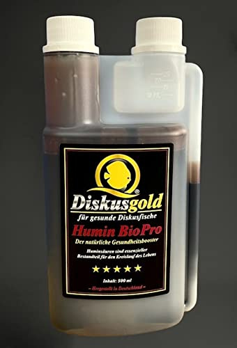 Diskusgold Humin BioPro 500ml Reine Humine | Huminsäure | reduziert den Keimdruck im Aquarienwasser | bindet Schadstoffe | kleinere Wunden heilen schneller | Diskus | Skalare | Schwarzwasser