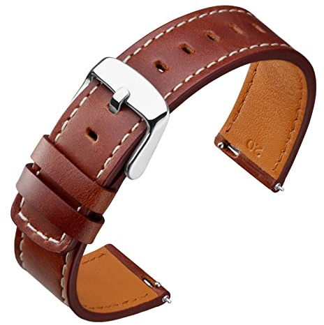ANNEFIT Leder Uhrenarmband 18mm 19mm 20mm 21mm 22mm, Schnellverschluss Ersatzarmband für Herren Damen