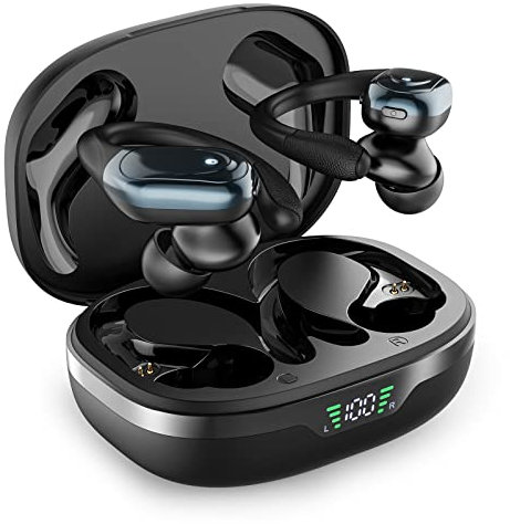 HOJAYK Cuffie Bluetooth Sport, Auricolari Bluetooth 5.1 con HD Micrófono, CVC 8.0 Cancellazione del Rumore, 60 Ore di Riproduzione, IPX7 Impermeabili Cuffiette Wireless per Lavoro e Sport