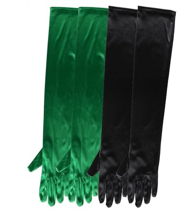 Allegra K Women Smooth Stretchy Opera Length Full Finger Gloves 2 Pairs | Soft, wrinkle-resistant texture. 20.47-22.83 inch length. Stretchy. Halloween, wedding, dance