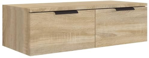 vidaXL Armario de Pared Mueble Aparador Almacenaje Cajones Colgante para TV Estante Flotante Salón Decoración Madera Contrachapada Color Roble