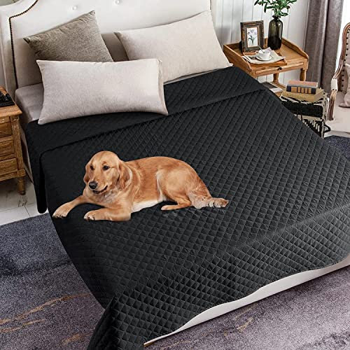 LINGKY Sofa Sitzkissenbezug Reversible Hundebett bezug wasserdichte Sofa Überzug für L Form Sofaschoner Chaiselongue Ecksofa Schonbezüge Wohnzimmer Sessel Hunde Haustiere (Schwarz,228x260 cm)