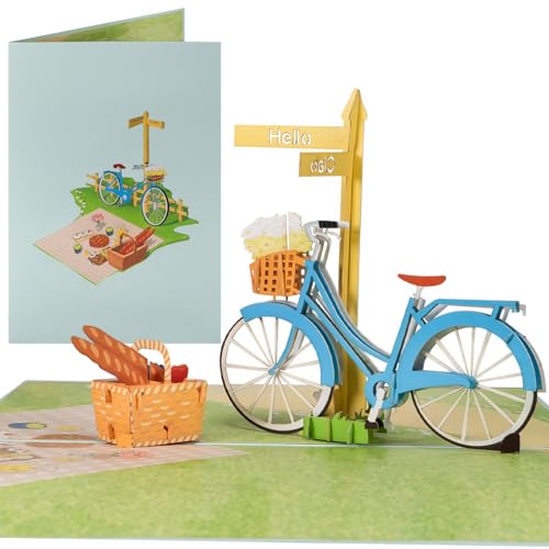 Sweetpopup® 3D Pop-Up Karte Fahrrad – Perfekt als Glückwunschkarte für Frauen, Geburtstag, Muttertag, Ruhestand – Oder als Gutschein & Geldgeschenk für Urlaub, Camping, Fahrradtour/Damenrad, 068