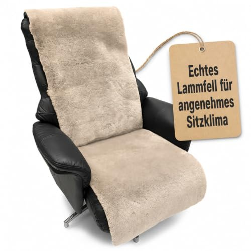 Leibersperger Sesselschoner für Relaxsessel universell komplett aus Lammfell 50 cm Breite (Grau)