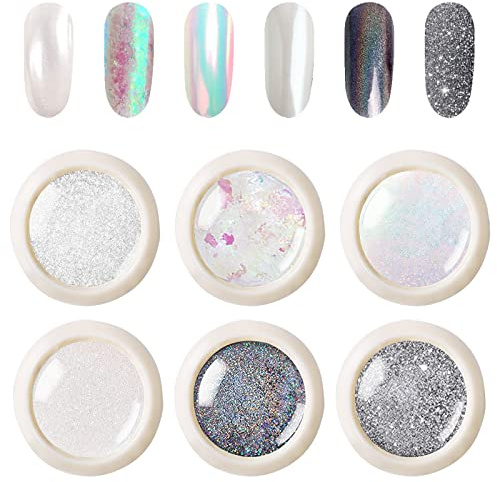 Nagelpuder Set, Pearl Powder Metallic Nail Art Pulver, Nail Chrome Glitzerpuder Pulver Mirror Powder Set,für Salon Home Nail Art DIY(04)