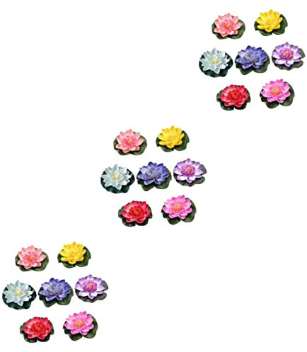 POPETPOP 21 Piezas Decoración De Loto Rosas Flores Artificiales Rosa Flores De Imitación Flores De Imitación Piscina Al Aire Decoración De Loto Agua Estanque Floral Adorno De Loto