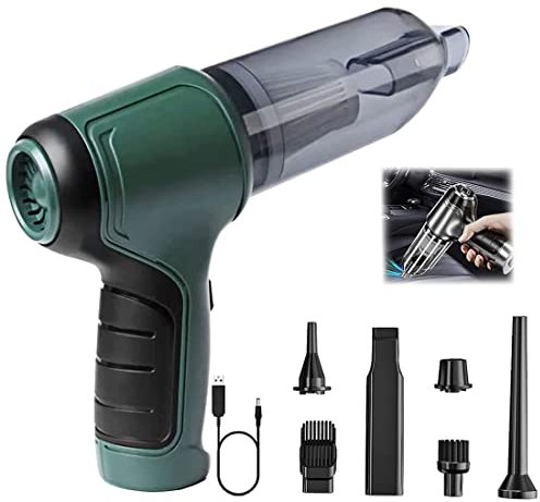 3 In 1 Wireless Strong Suction Handheld Car Vacuum Cleaner,Multipurpose Wet & Dry Vacuum Cleaner,Portable Rechargeable Vacuums Cleaner,for Car,Home,Office,Pet Hair Cleaning (Green)