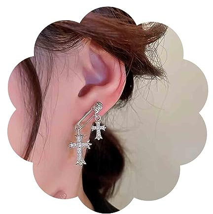Cimenexe Böhmischen Kristall Kreuz Tropfen Ohrringe Silber Büroklammer Ohrstecker Ohrringe Gepflastert Kruzifix Baumeln Ohrringe Punk Strass Kreuz Ohrringe Schmuck Für Frauen Und Mädchen Geschenke