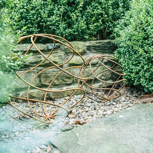 Set of 2 - XL and Large - Rusty Metal Garden Spiral Balls