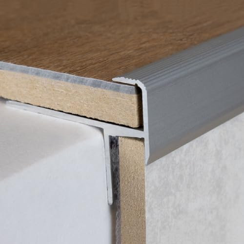PROVISTON | Treppenkanten- & Winkelprofil | Aluminium | 33 x 130 x 1000 mm | Silber | Metallprofil | Treppenprofil