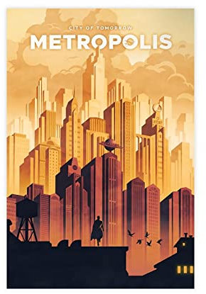 NEDOES Metropolis Reise-Poster, Stadt von morgen (1) Leinwand-Poster Schlafzimmer Dekor Sport Landschaft Büro Zimmer Dekor Geschenk ungerahmt 30 x 45 cm