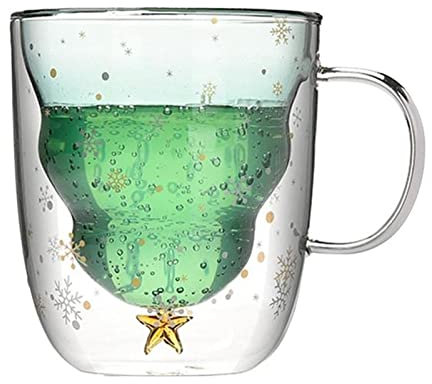 Kaffeetasse Kreative Weihnachtsbecher Weihnachtsbaum Sterntasse Hohe Temperatur Doppel Wasser Tasse Party Weihnachtsgeschenke Faltbare Reise Becher Kaffeetasse Groß