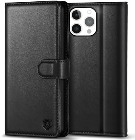 Kuafcase Compatible for iPhone 14 Pro Max Case with 4 Card Slots Magnetic Closure Kickstand Shockproof Protective Phone Case Compatible for iPhone 14 Pro Max - Black