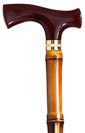 Bastone da passeggio Supporto elegante, polsino in conchiglia rossastra, legno di bambù leggero. Copertura antiscivolo.