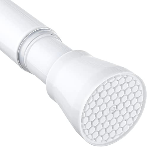 MEXAU Shower Curtain Rod 45-77 Inch White Shower Rod 7/8 Tension Curtain Rod Adjustable Curtain Rods No Drilling Shower Tension Rod Shower Curtain Tension Rod for Bathroom Windows Doorways
