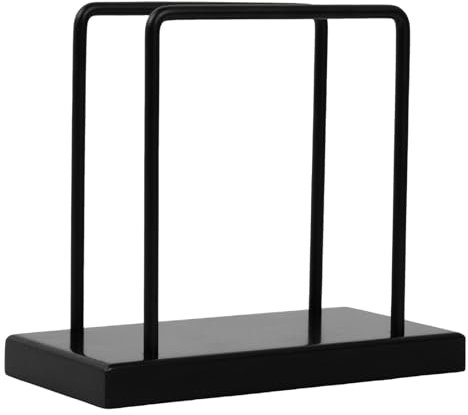 Serviettenhalter, Serviettenhalter aus Holz und Metall, Handtuchhalter für Esstisch im Retro-Stil, Eleganter Serviettenspender für Restaurants, Cafés, Küchen, Tischdekorationen (Schwarz)