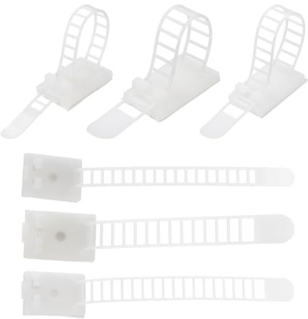 sourcing map Wire Organizer Ties, 6-25.5/8.5-27.5/9.3-31.9mm Cable Management Adjustable Zip Ties Adhesive Cord Clips Desk Wire Management White Pack of 15