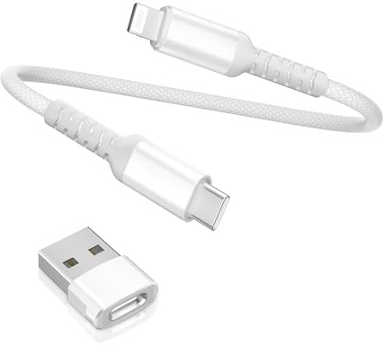 BASESAILOR Câble Chargeur USB C vers Lightning 0.3M avec Adaptateur USB A