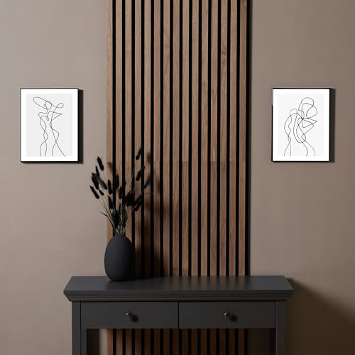 Homestyle4u 2659 Lot de 4 panneaux acoustiques en bois - 60 x 60 cm - Marron foncé - Revêtement mural - Panneaux décoratifs acoustiques